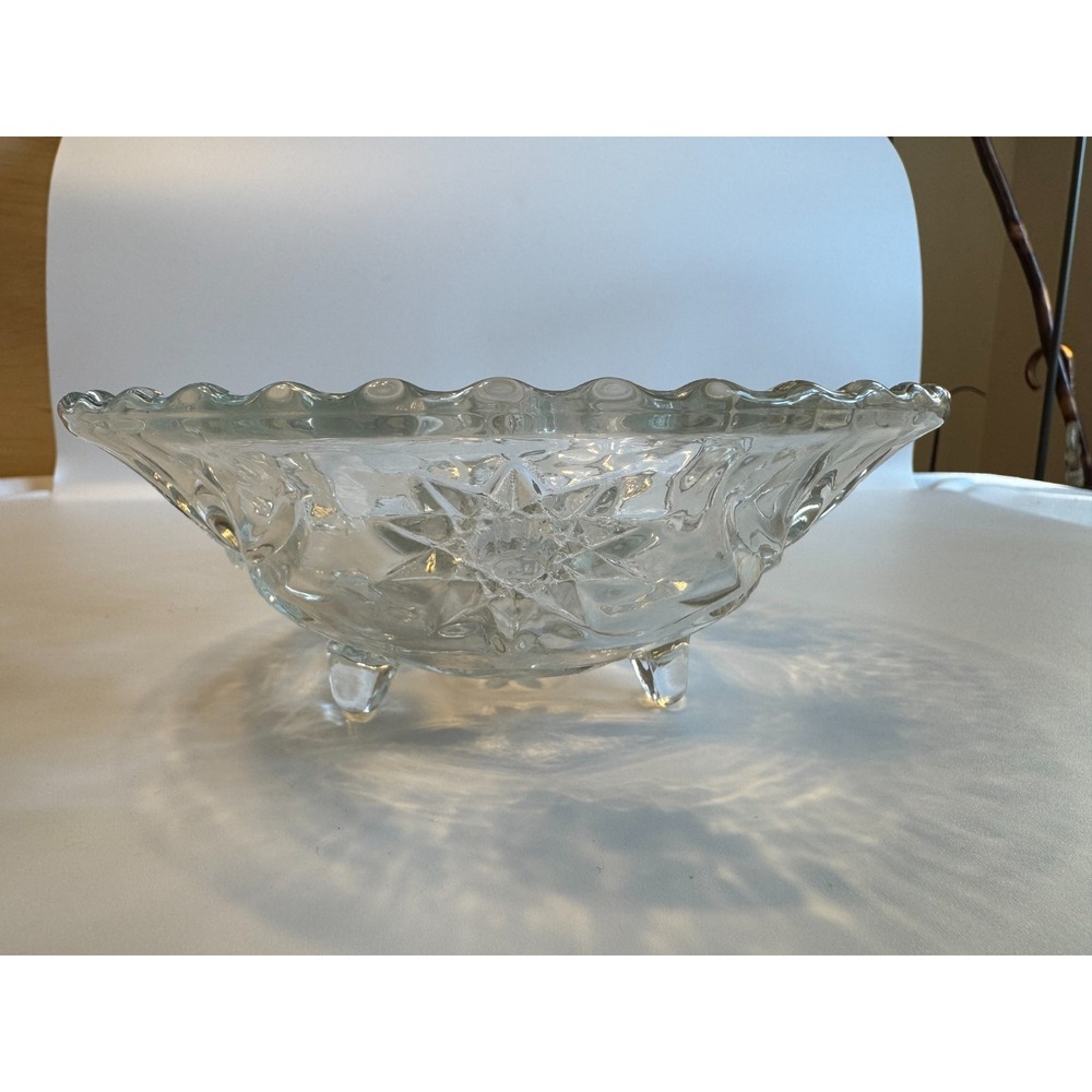 Footed Clear Cut Glass Candy Dish 9 oz New in Box